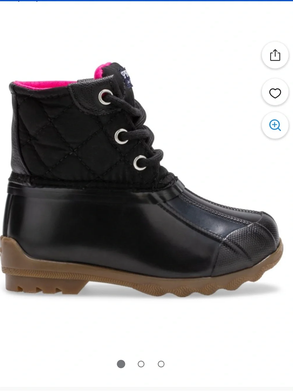 Sperry Top-Sider Girl's Port Boot duck Kids Black Pink Boots 9